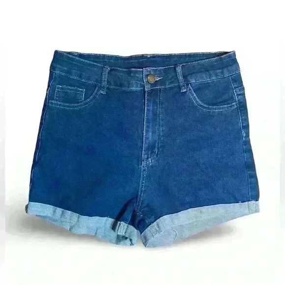 SHEIN Denim Cuffed Shorts Size Medium - Picture 1 of 3